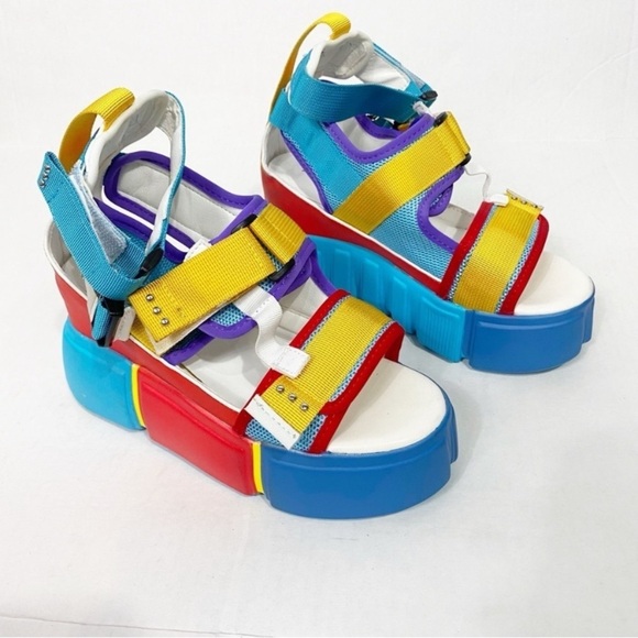 ANTHONY WANG Rainbow Cranberry Platform Sandals - Picture 3 of 13